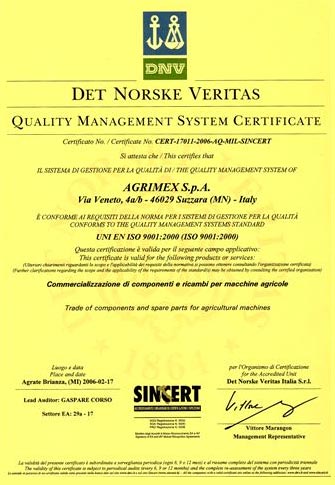 Certificazione sistema gestione qualità  UNI EN ISO 9001:2000