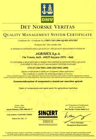 Certificazione sistema gestione qualità  UNI EN ISO 9001:2000